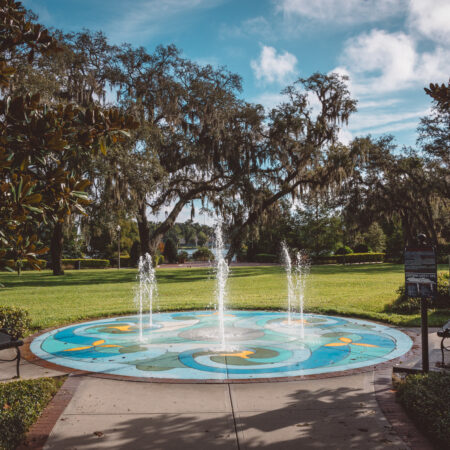 Interactive water play area in the city of Casselberry, Florida at Lake Concord Park.