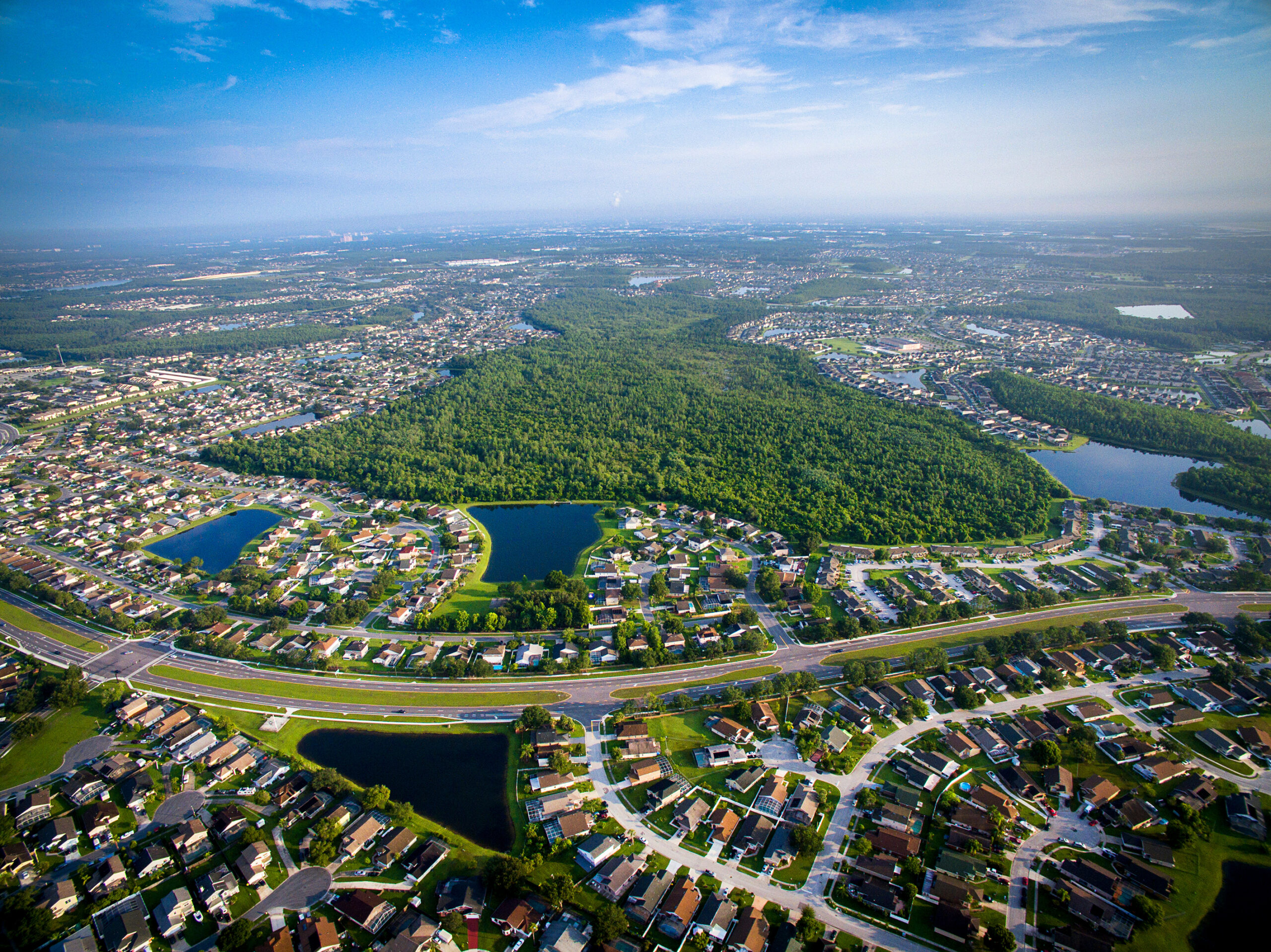 Aerial view of residential homes in the Kissimmee, FL area